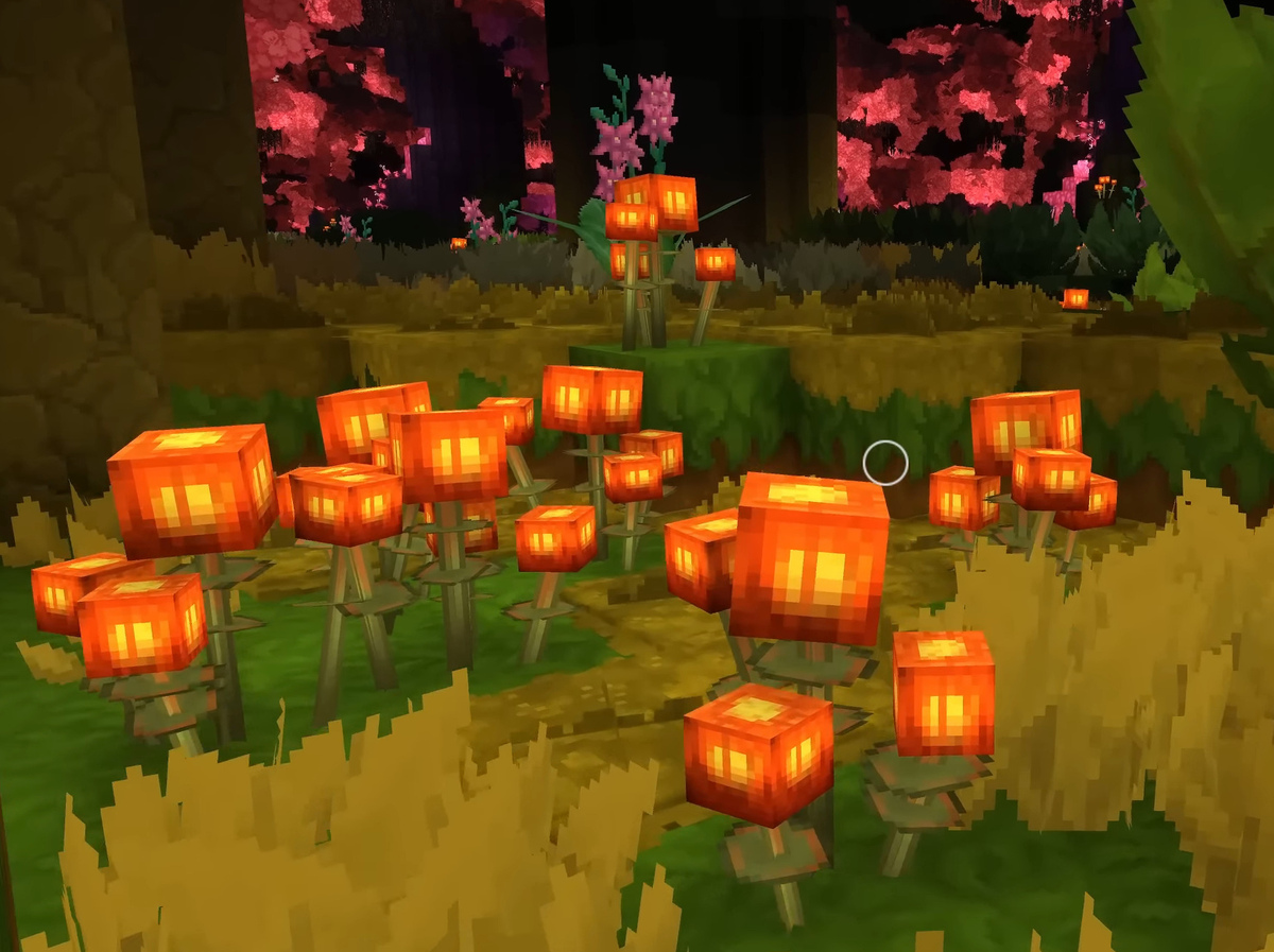 Red glowing mushrooms