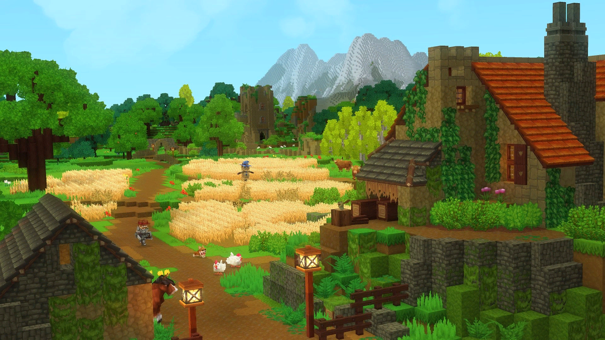 Farming scene with crops
